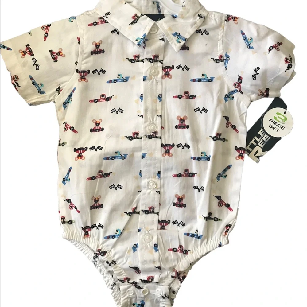 Little Rebels ‘Born to Ride’ Three Piece Bodysuit Set 6-9 months Mix n Match Set